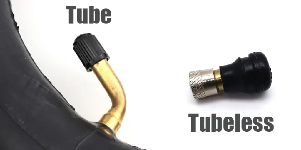A comparison of the valves used on tubeless versus tubed tires