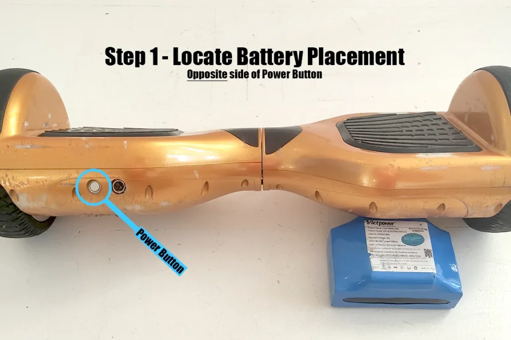 Step 1 locating hoverboard battery placement