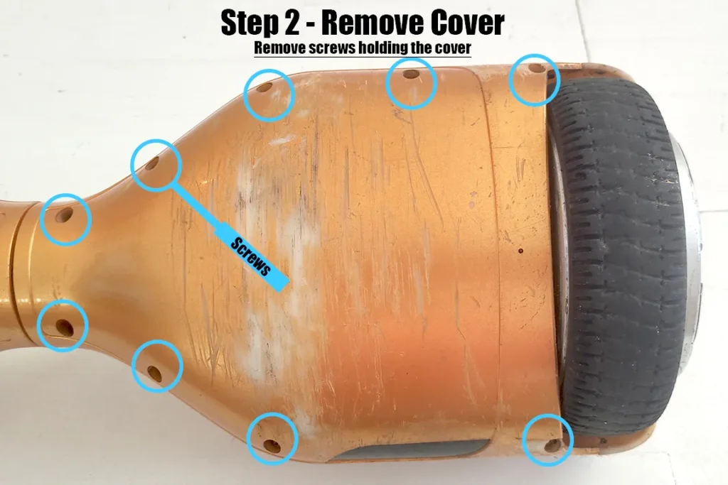 step 2 removing the hoverboard battery cover