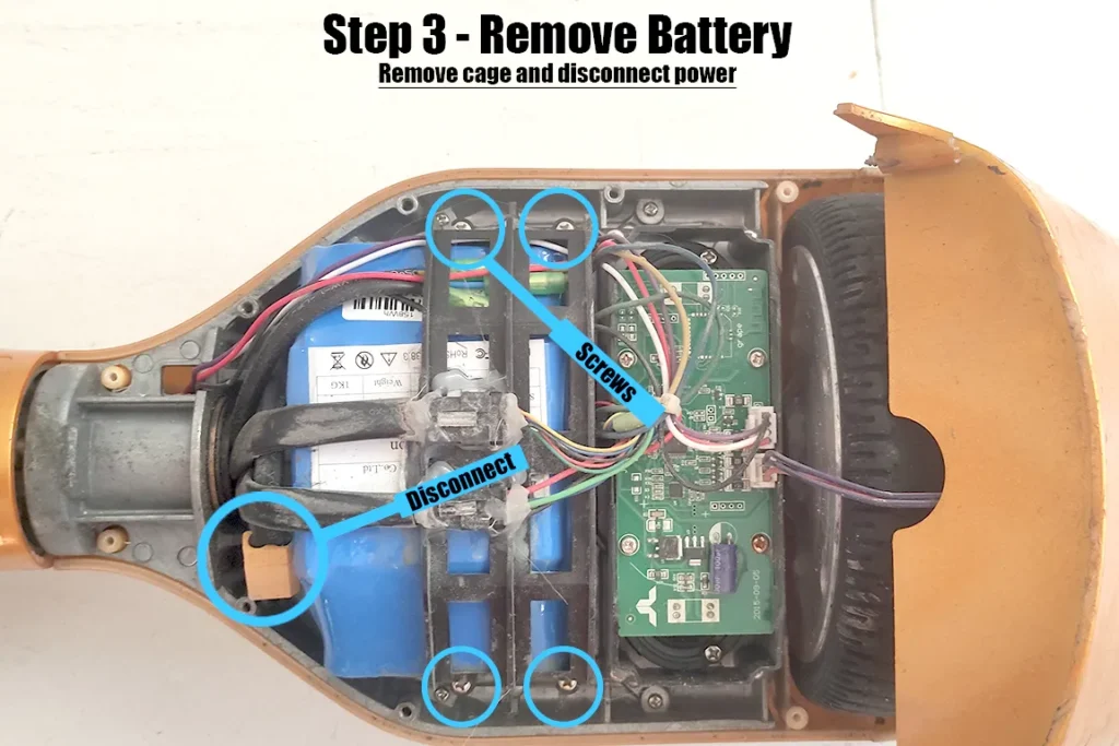 step 3 disconnecting and removing the battery