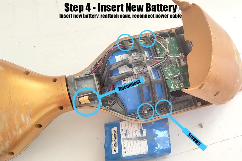 step 4 inserting the new hoverboard battery