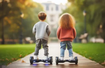 2 kids on hoverboards riding